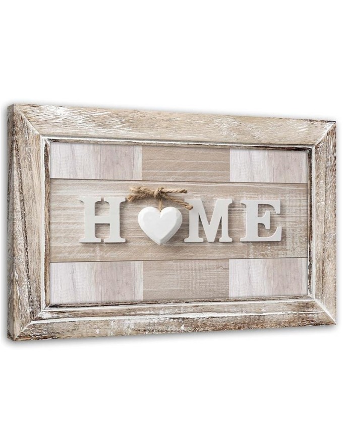 Home quote in light wood with frame - Canvas prints for bedroom | FEEBY