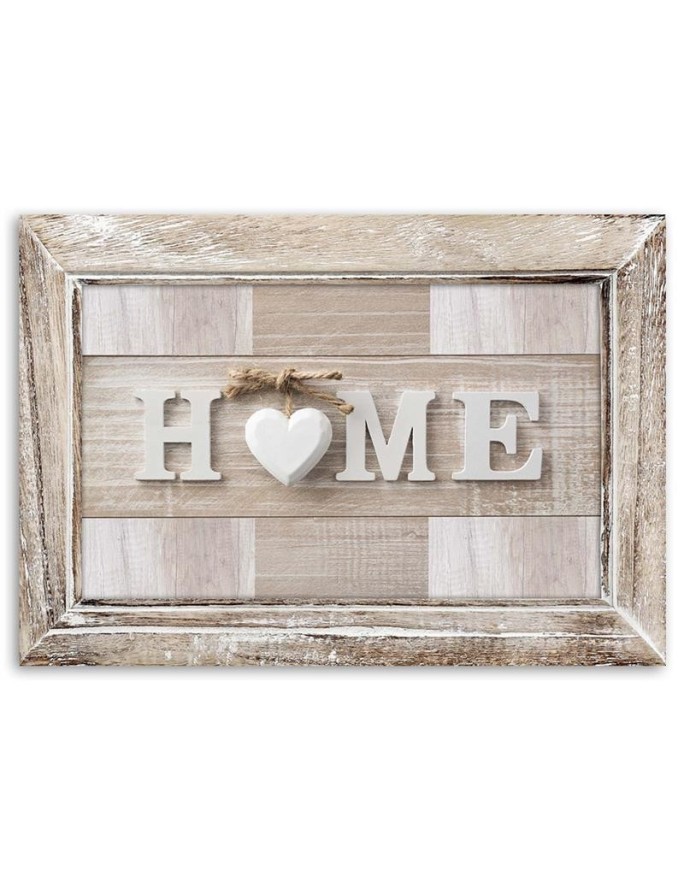 Home quote in light wood with frame - Canvas prints for bedroom | FEEBY