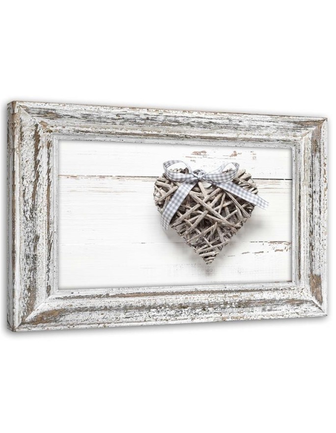 Braided heart with bow wood - Canvas print | FEEBY