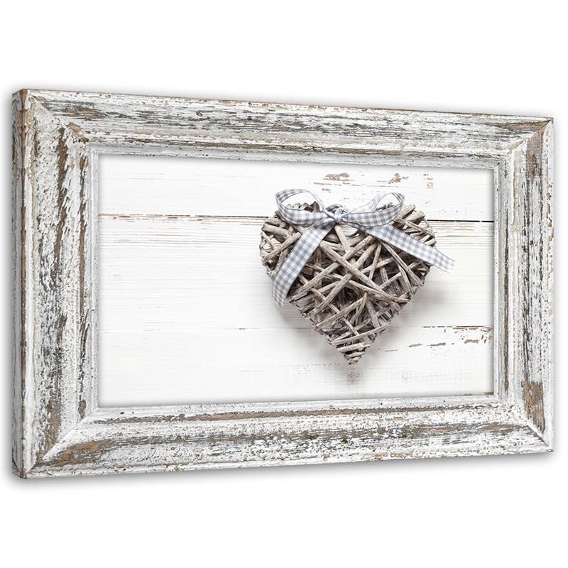 Braided heart with bow wood - Canvas print | FEEBY