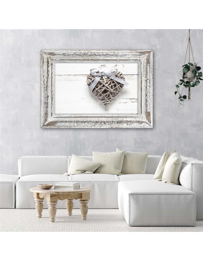 Braided heart with bow wood - Canvas print | FEEBY