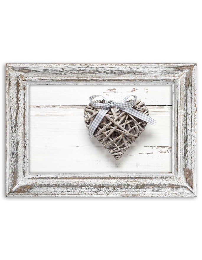 Braided heart with bow wood - Canvas print | FEEBY