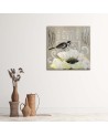 White flower and black bird - Canvas print for living room | FEEBY