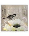 White flower and black bird - Canvas print for living room | FEEBY