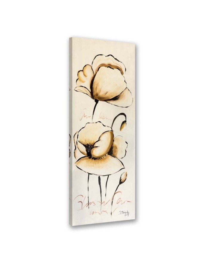 Yellow painted flowers - Canvas print for the living room | FEEBY