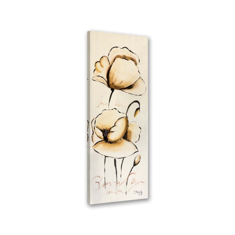 Yellow painted flowers - Canvas print for the living room | FEEBY