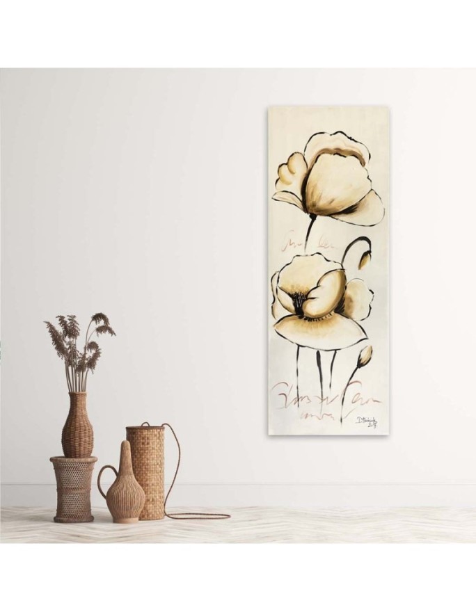 Yellow painted flowers - Canvas print for the living room | FEEBY