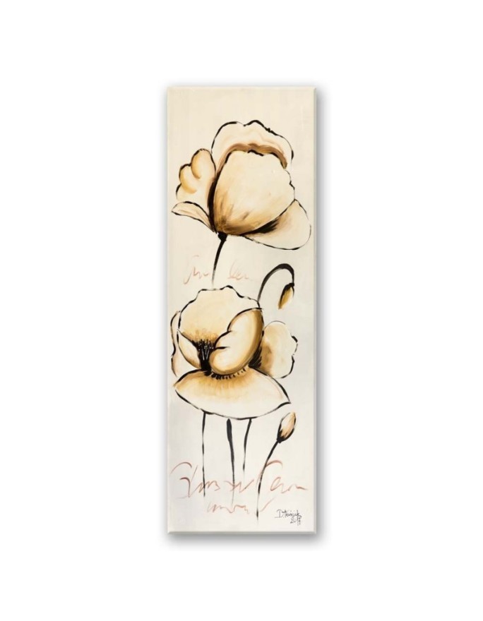 Yellow painted flowers - Canvas print for the living room | FEEBY