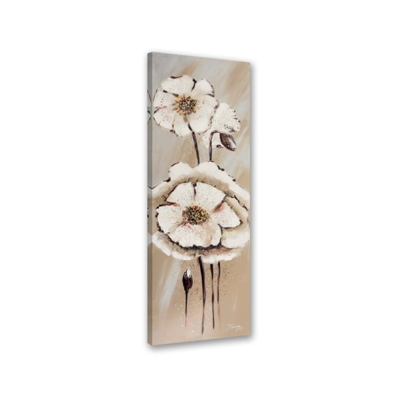White painted flowers - Canvas print for the living room | FEEBY