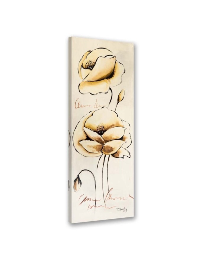 Gold Canvas painted flowers - Canvas print for the living room | FEEBY