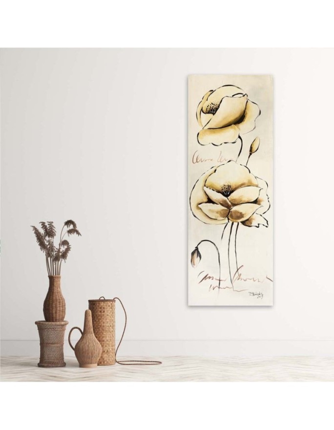 Gold Canvas painted flowers - Canvas print for the living room | FEEBY