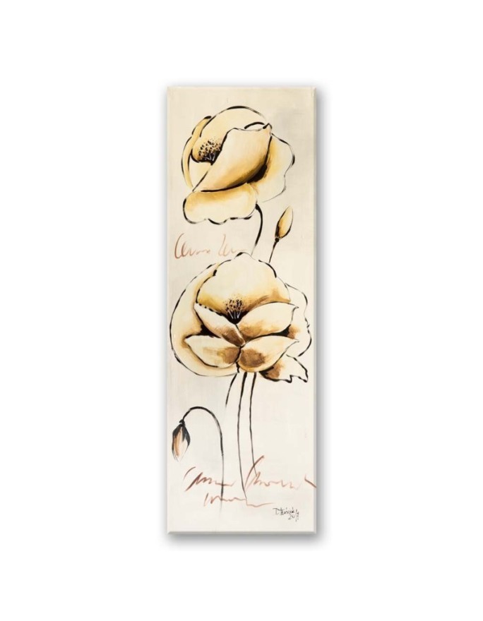 Gold Canvas painted flowers - Canvas print for the living room | FEEBY