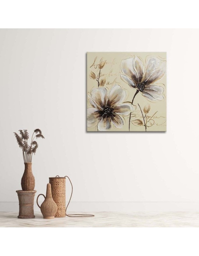 Painted flowers - Canvas print for the living room. High quality  | FEEBY