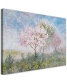 Blossoming tree in a meadow landscape Canvas print for living room | FEEBY