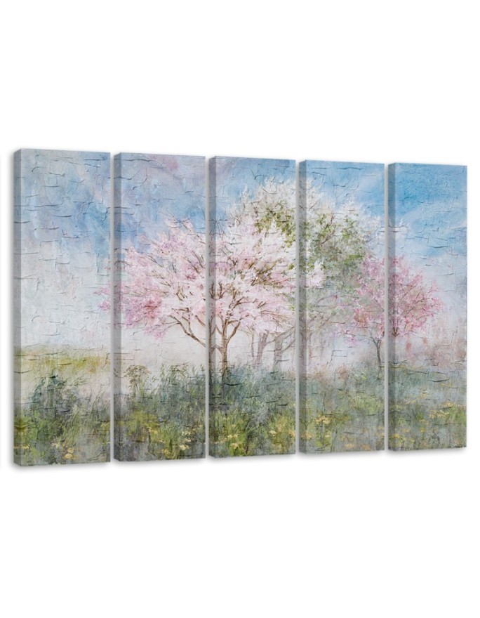 Blossoming tree in the meadow old - Wall painting for living room | FEEBY
