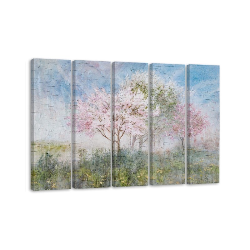 Blossoming tree in the meadow old - Wall painting for living room | FEEBY
