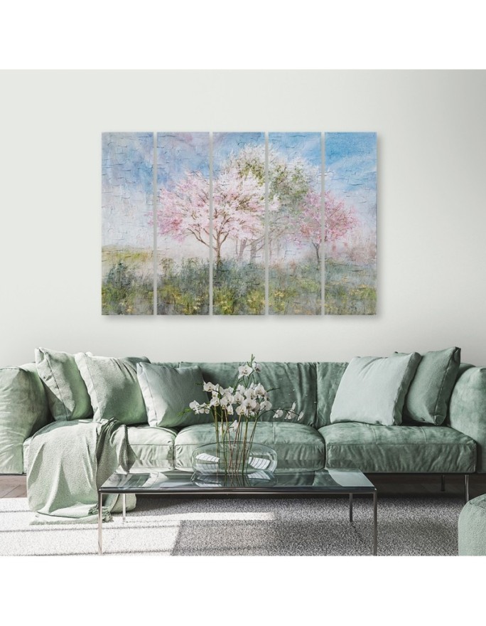 Blossoming tree in the meadow old - Wall painting for living room | FEEBY