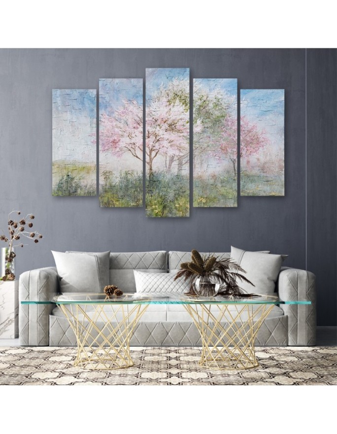 Flowering tree in the meadow old - Wall painting for the living room | FEEBY