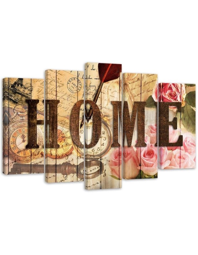5 Piece Home inscription for home in vintage style - Bedroom wall painting | FEEBY