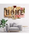 5 Piece Home inscription for home in vintage style - Bedroom wall painting | FEEBY