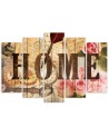5 Piece Home inscription for home in vintage style - Bedroom wall painting | FEEBY