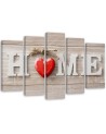 5 Piece Home inscription with red heart - Bedroom wall art painting | FEEBY