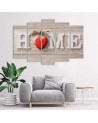 5 Piece Home inscription with red heart - Bedroom wall art painting | FEEBY