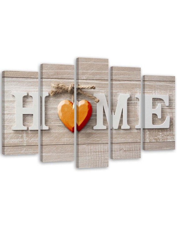 Decorative Canvas painting - Home inscription with orange 5 Piece | FEEBY