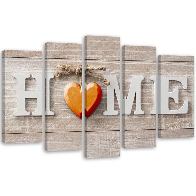 Decorative Canvas painting - Home inscription with orange 5 Piece | FEEBY