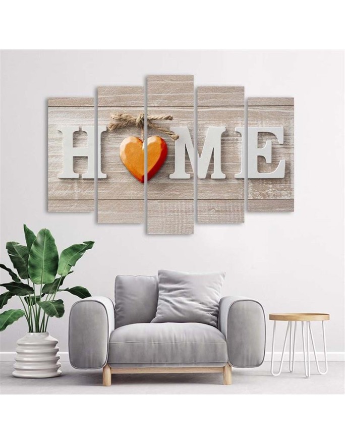 Decorative Canvas painting - Home inscription with orange 5 Piece | FEEBY