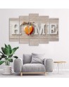 Decorative Canvas painting - Home inscription with orange 5 Piece | FEEBY