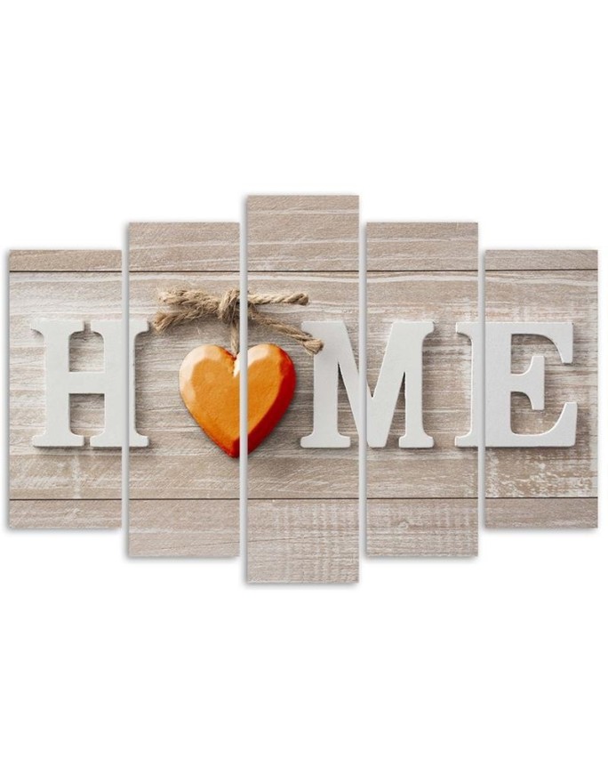 Decorative Canvas painting - Home inscription with orange 5 Piece | FEEBY