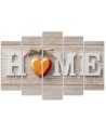 Decorative Canvas painting - Home inscription with orange 5 Piece | FEEBY