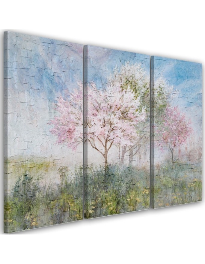 Decorative painting - Flowering tree in a meadow old | FEEBY
