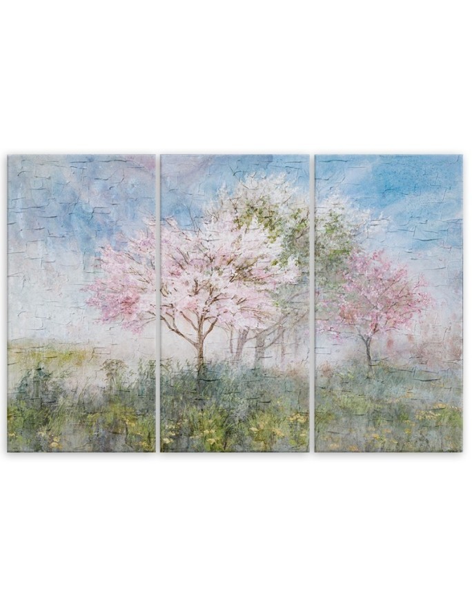 Decorative painting - Flowering tree in a meadow old | FEEBY