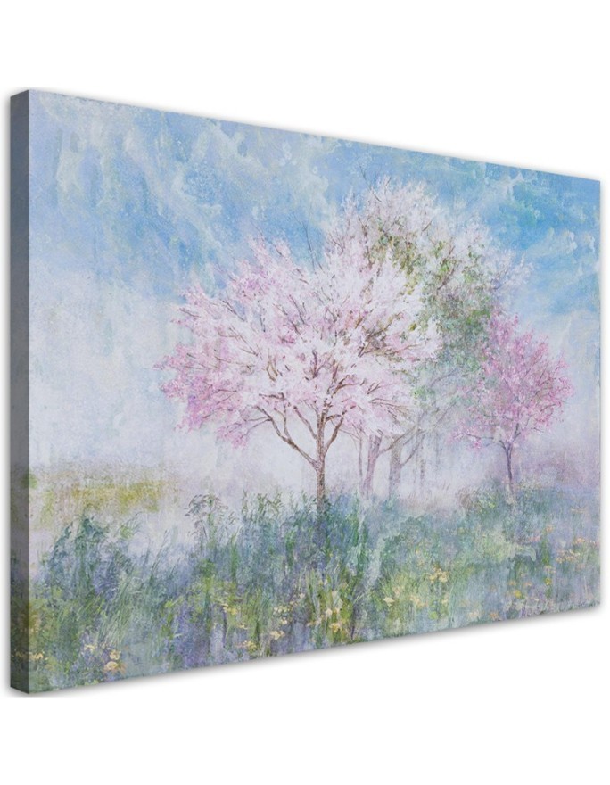 Bedroom Canvas painting - Flowering tree in a meadow landscape | FEEBY