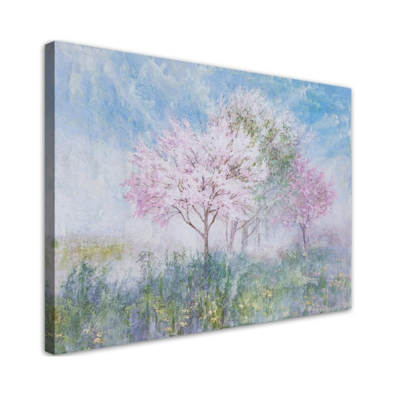 Bedroom Canvas painting - Flowering tree in a meadow landscape | FEEBY