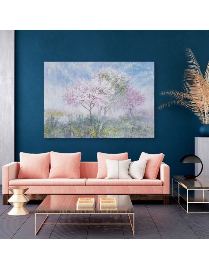 Bedroom Canvas painting - Flowering tree in a meadow landscape | FEEBY