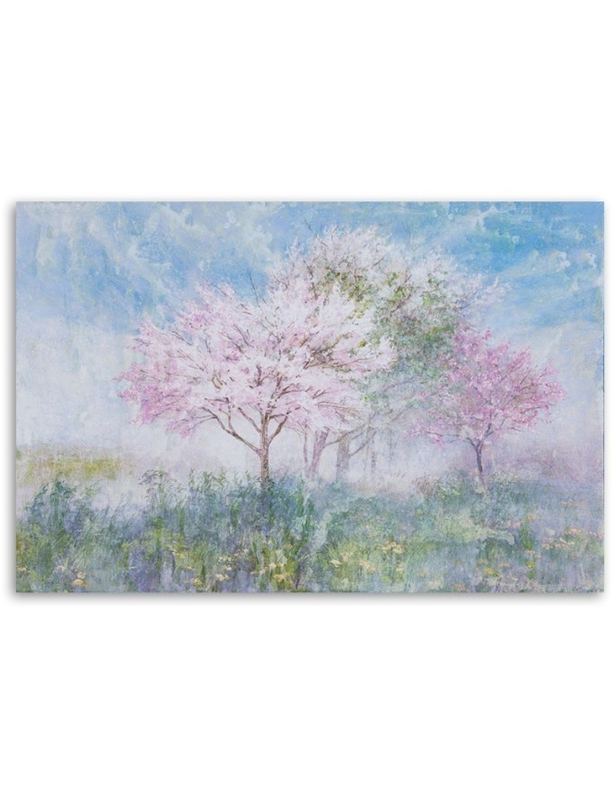 Bedroom Canvas painting - Flowering tree in a meadow landscape | FEEBY
