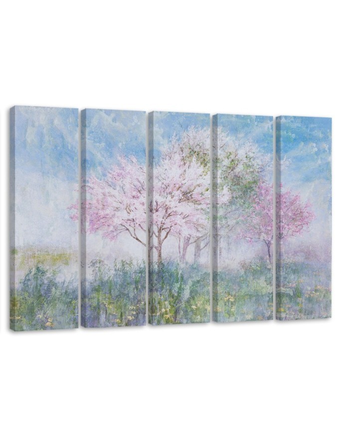 Bedroom canvas painting - Flowering tree in a meadow | FEEBY