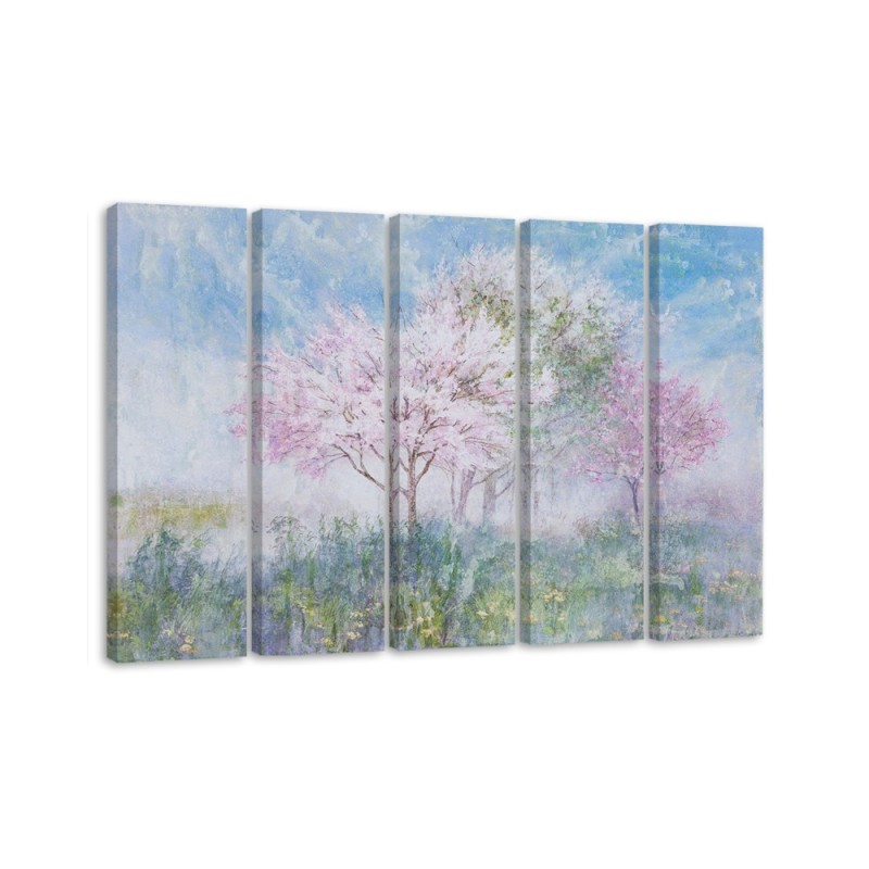 Bedroom canvas painting - Flowering tree in a meadow | FEEBY