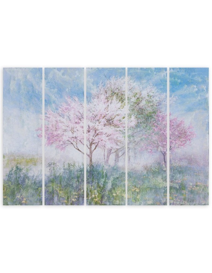 Bedroom canvas painting - Flowering tree in a meadow | FEEBY