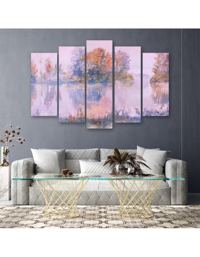 Modern bedroom Canvas painting - Lake view | FEEBY