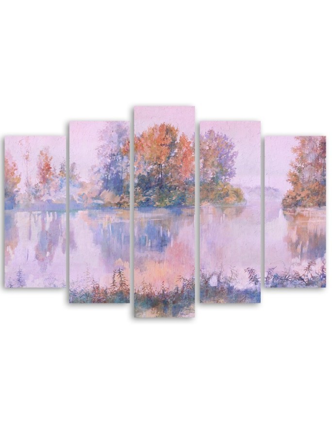 Modern bedroom Canvas painting - Lake view | FEEBY
