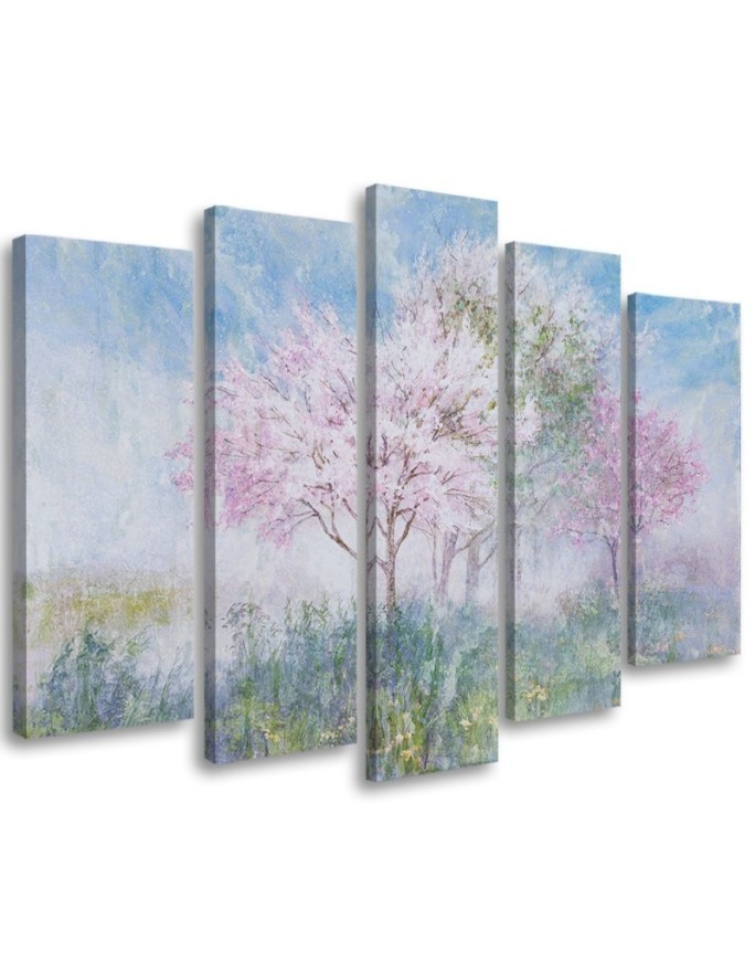 Modern bedroom painting - Flowering tree in a meadow | FEEBY