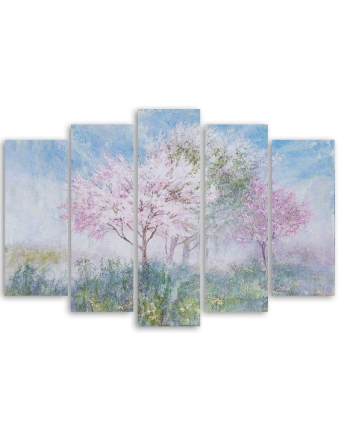 Modern bedroom painting - Flowering tree in a meadow | FEEBY