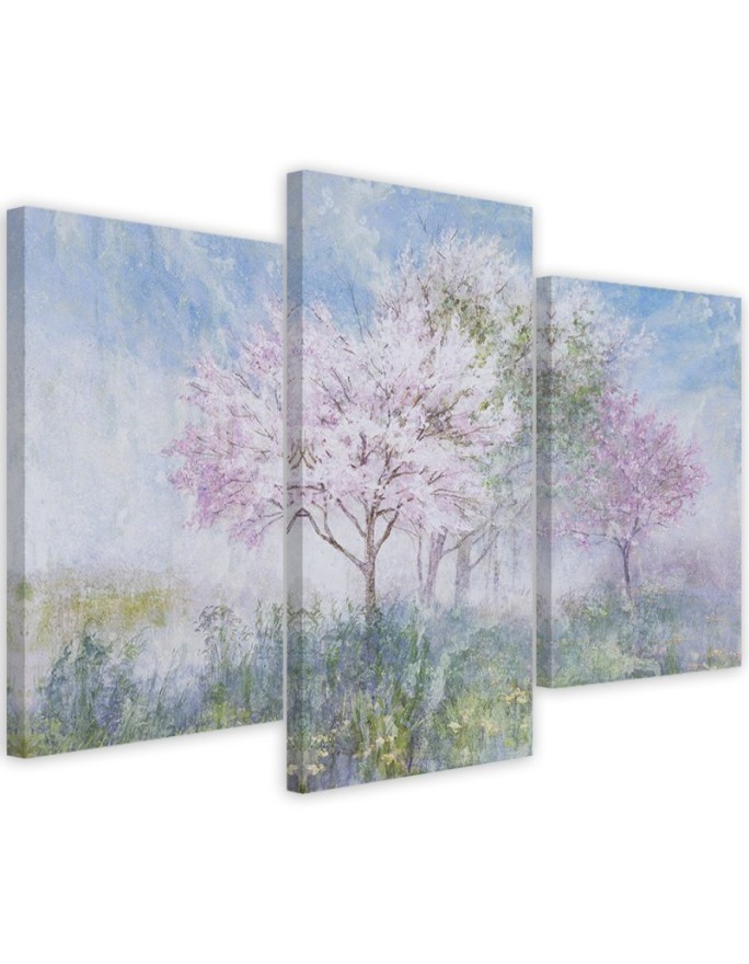 Modern painting for living room - Flowering tree in a meadow | FEEBY