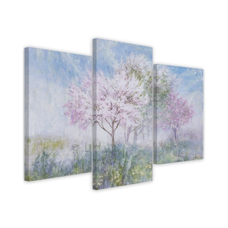 Modern painting for living room - Flowering tree in a meadow | FEEBY