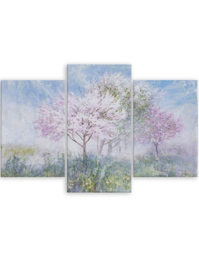 Modern painting for living room - Flowering tree in a meadow | FEEBY