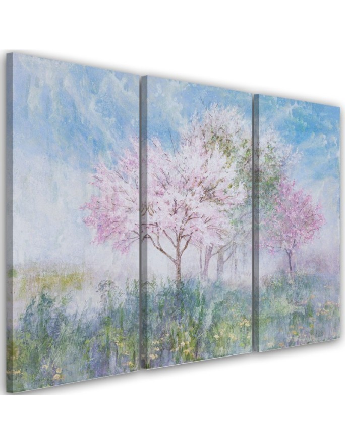 Modern painting for the living room - Flowering tree in the meadow | FEEBY